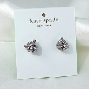 Kate Spade Arctic Friends Polar Bear Pave Mini Stud Earrings Silver